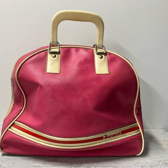 Brunswick Bags Vintage Brunswick Bowling Bag Retro Single Ball Pink White Rare Design Poshmark